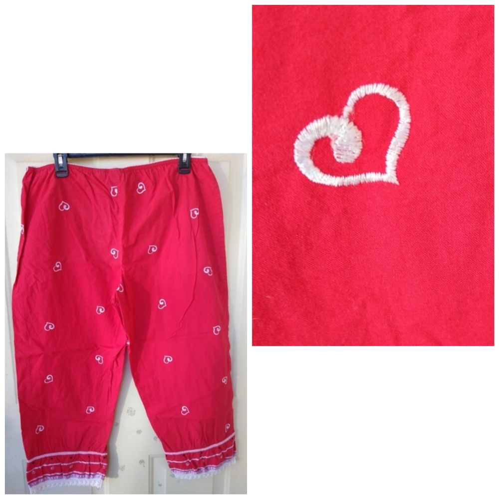 Sleepwear Women's Red Heart Pajama Pants Valentine's Day Casual Love Retro